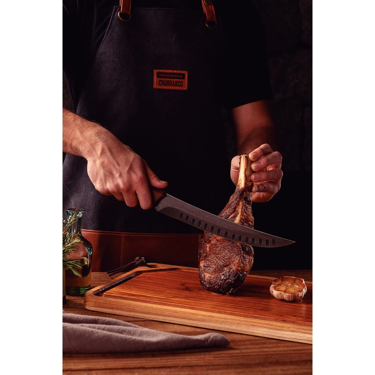 Cuchillo Carne “Churrasco Black” Acero Inoxidable Oscurecido y Mango de Madera 10'', Tramontina - Imagen 4