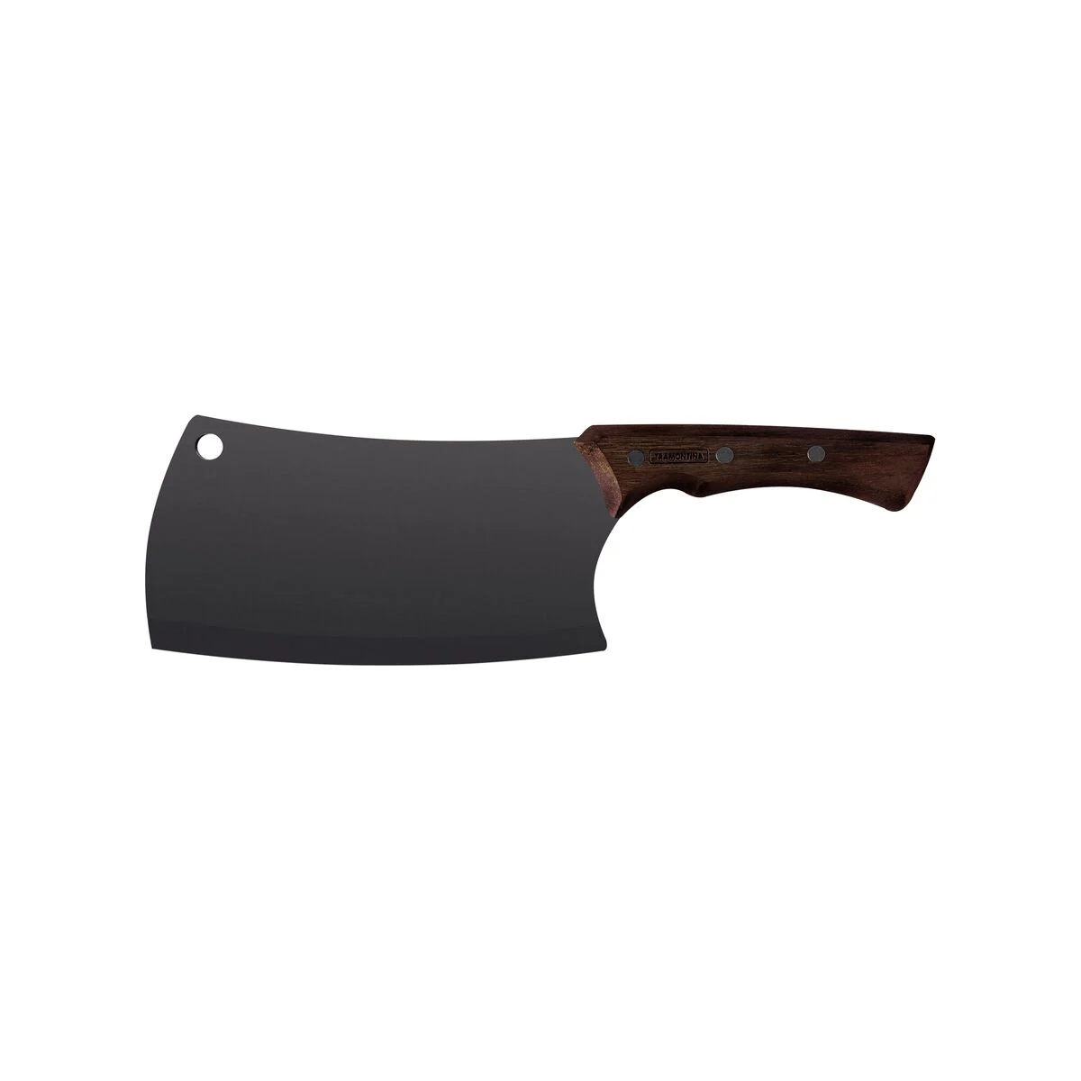 Hachuela “Churrasco Black” Acero Inoxidable Oscurecido y Mango de Madera 7″, Tramontina