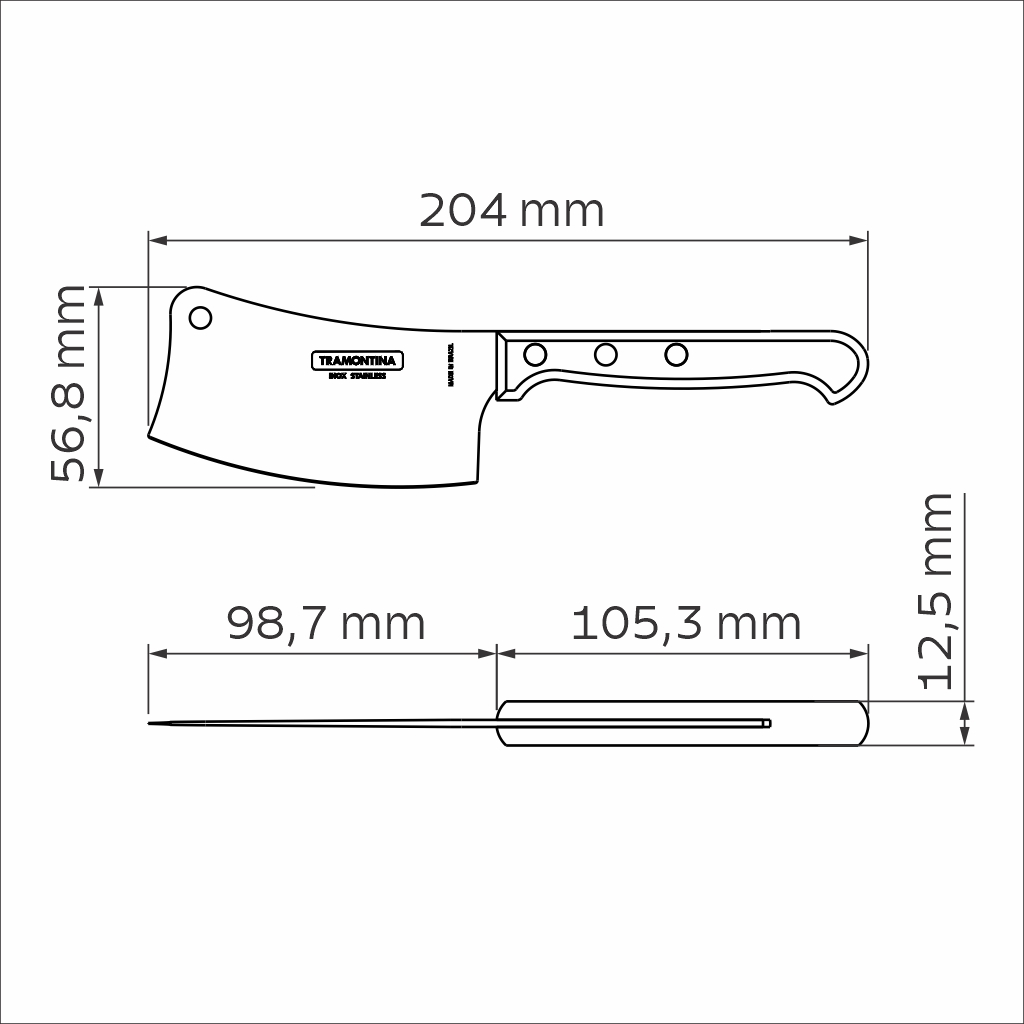 Hachuela 9 cm, Acero Inoxidable y Mango Madera Tratada Polywood Castaño - Imagen 5
