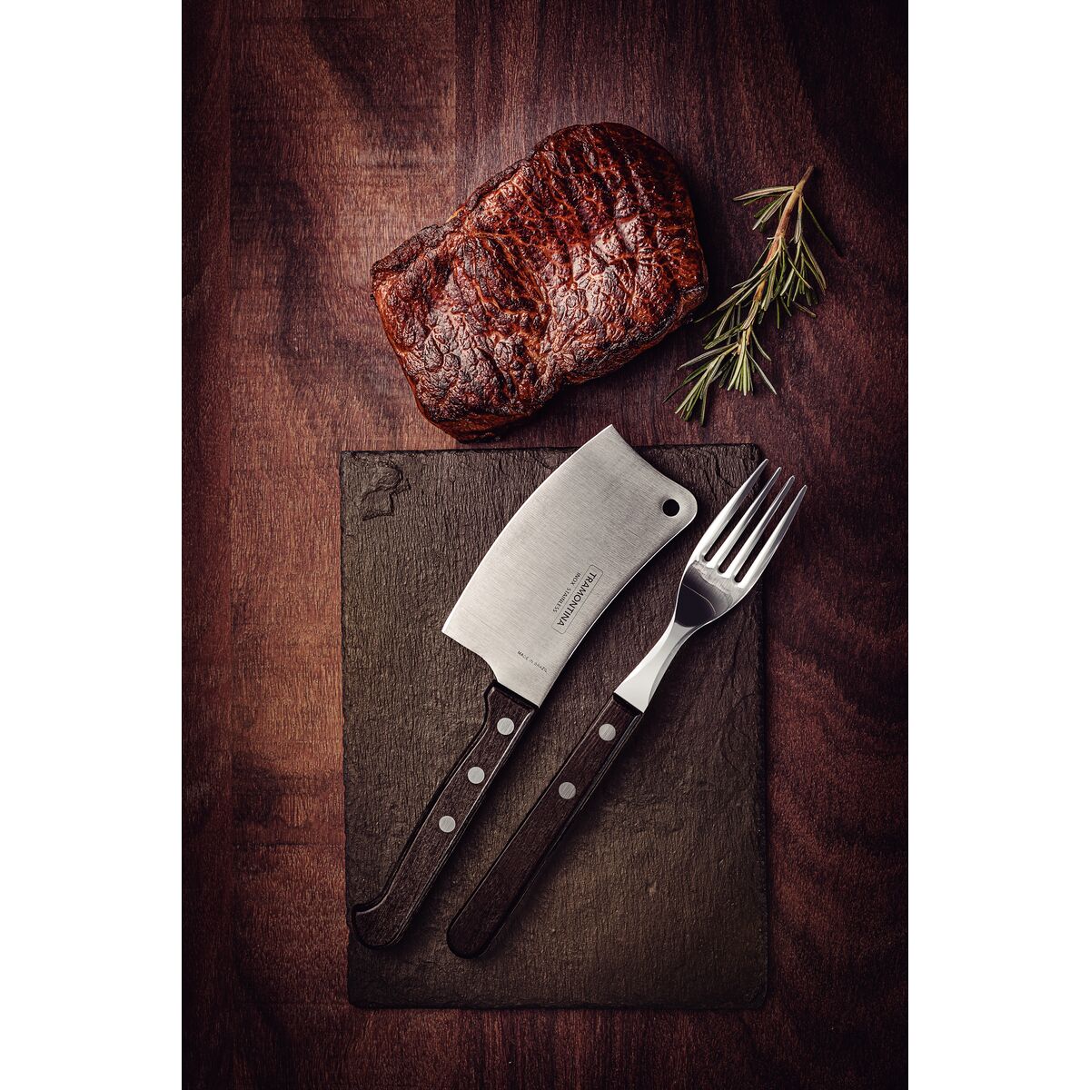 Hachuela 9 cm, Acero Inoxidable y Mango Madera Tratada Polywood Castaño - Imagen 3