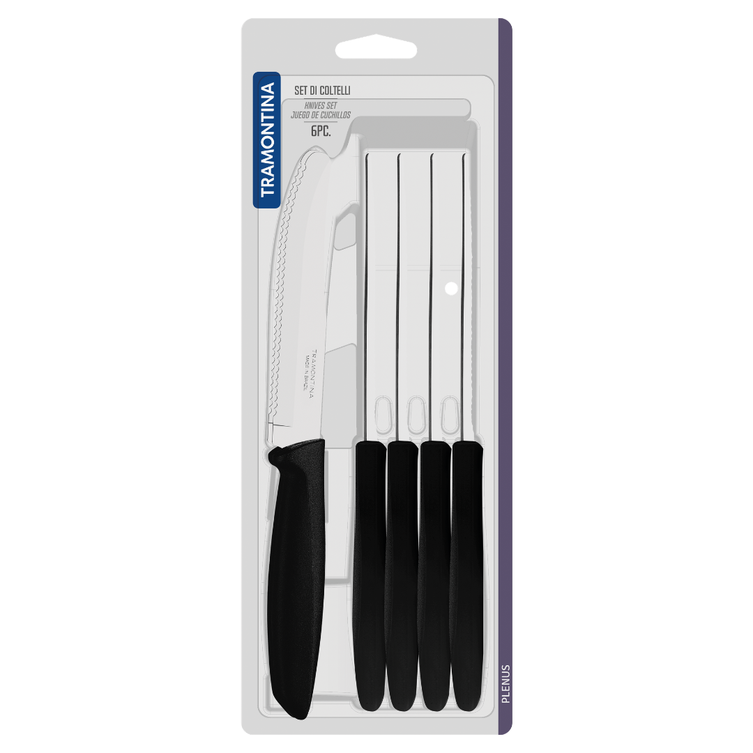 Juego de cuchillos para frutas 6 piezas Plenus, mango negro, punta redonda - Imagen 4